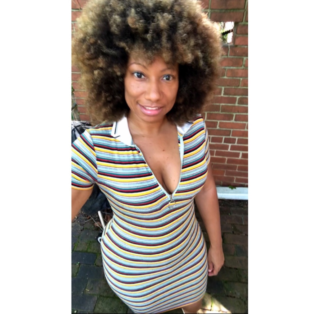 Fashion Nova striped polo mini dress size L